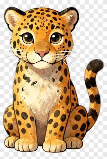 Cartoon Leopard Sitting PNG
