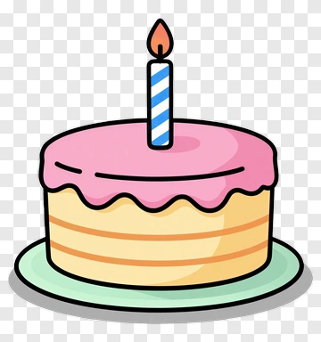 Cartoon Birthday Cake With Candle PNG