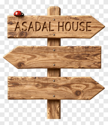 Wooden Signpost With Asadal House Direction PNG