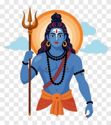Cartoon Lord Shiva Holding A Trident PNG