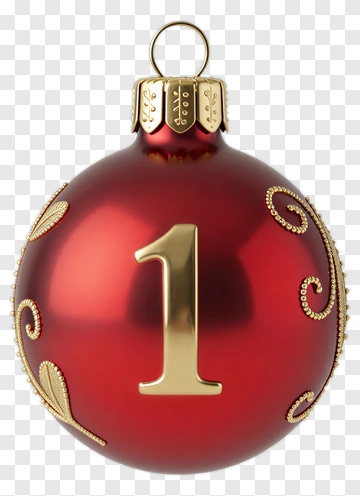 Red Christmas Ornament With Number One PNG