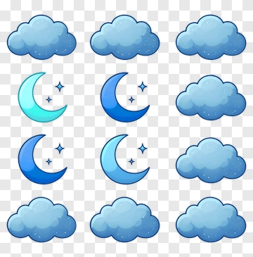 Cartoon Clouds And Moons PNG