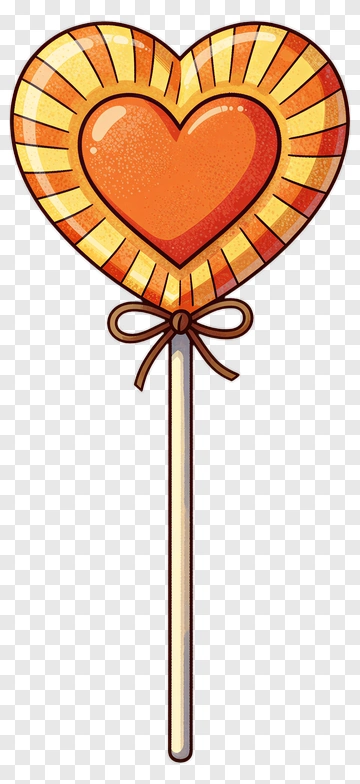 Colorful Heart-Shaped Lollipop PNG
