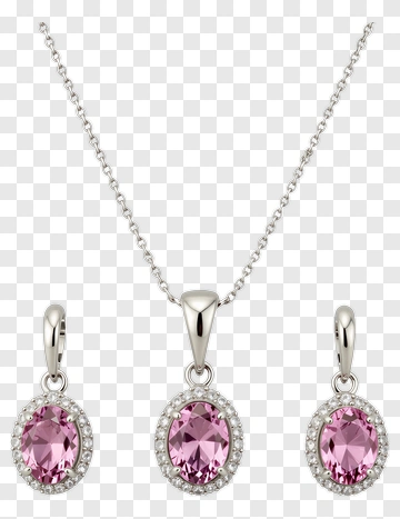 Jewelry Set With Pink Gemstones PNG