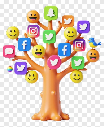 Social Media Tree With Emoji Icons PNG