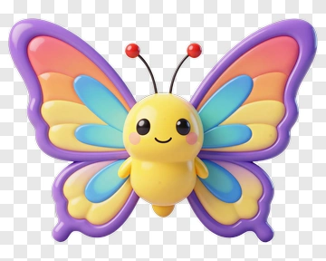 Cartoon Butterfly With Colorful Wings PNG