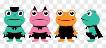 Cartoon Frogs In Costumes PNG