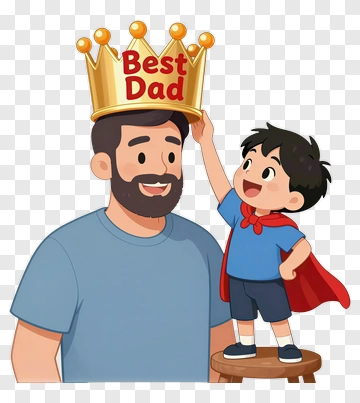 Cartoon Father And Son Celebrating Best Dad PNG