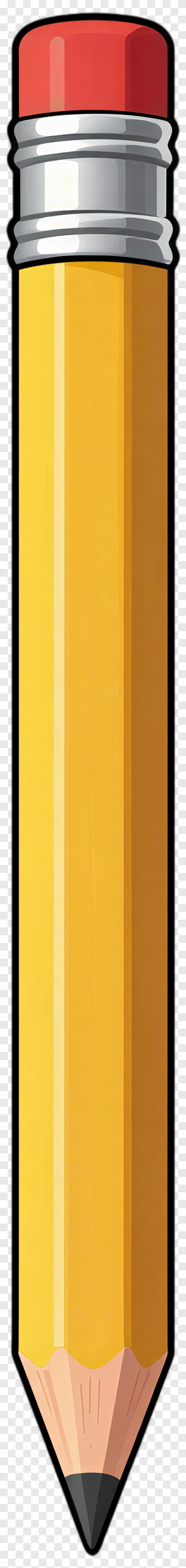 Cartoon Yellow Pencil With Red Eraser PNG