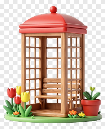 Colorful Garden Phone Booth PNG
