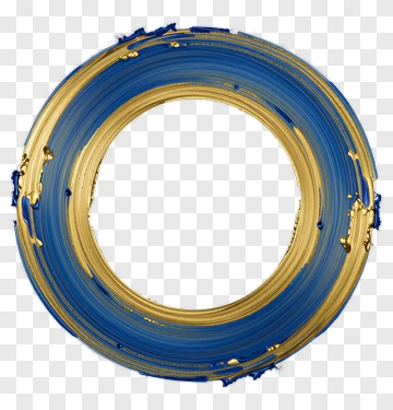 Circular Blue And Gold Brush Stroke Frame PNG