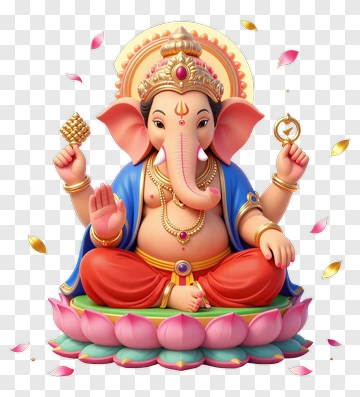 Colorful Lord Ganesha Sitting On A Lotus PNG