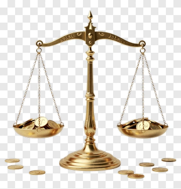 Golden Scale With Coins PNG