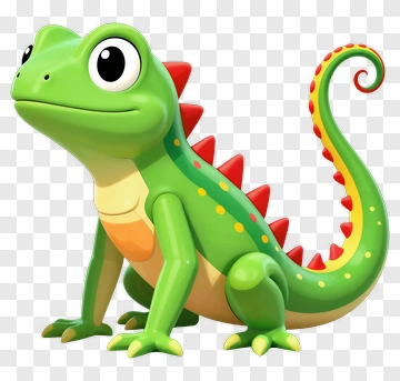 Cartoon Gecko With Red Spikes PNG