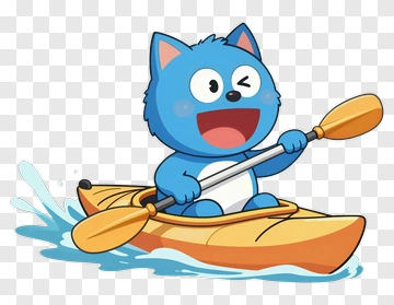 Cartoon Cat Kayaking PNG