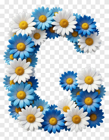 Floral Letter C With Blue And White Flowers PNG