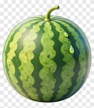 Realistic Watermelon With Water Droplets PNG