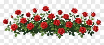 Red Roses With Green Leaves PNG