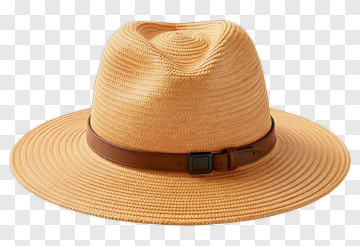 Straw Hat With Brown Band PNG