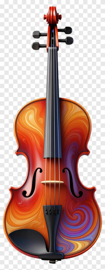 Colorful Violin With Swirling Patterns PNG