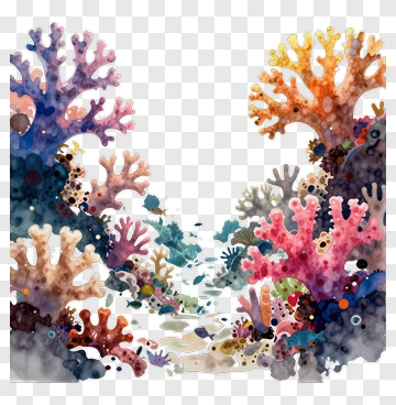 Colorful Coral Reef Underwater Scene PNG