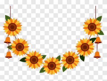 Sunflower Garland With Bells PNG