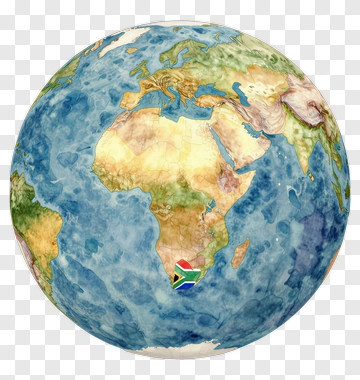 Watercolor Globe Featuring Africa And South Africa Flag PNG