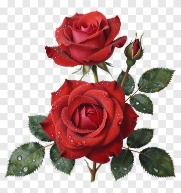 Red Roses With Water Droplets PNG
