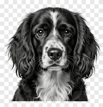 Black And White Dog Portrait PNG