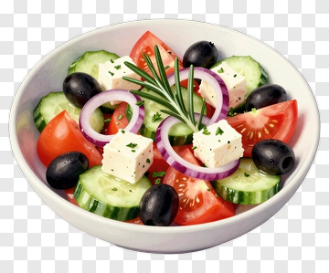 Fresh Greek Salad With Tomatoes, Cucumbers, And Feta Cheese PNG