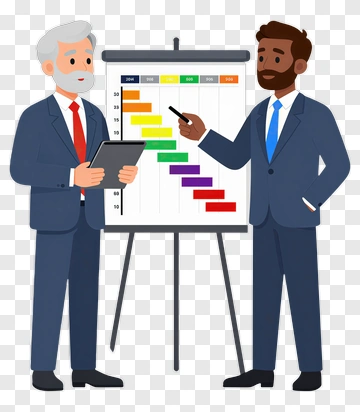Business Team Presenting A Bar Chart PNG
