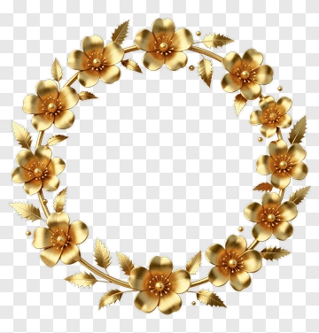 Gold Floral Wreath PNG