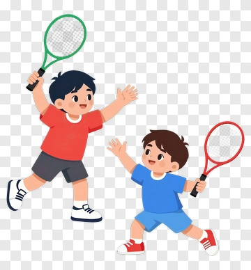 Cartoon Boys Playing Tennis PNG