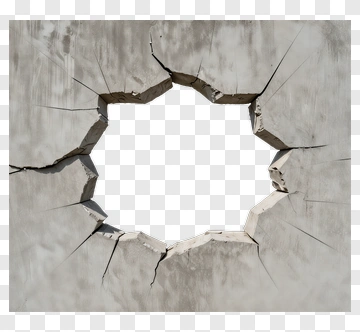 Cracked Concrete Wall With Hole PNG