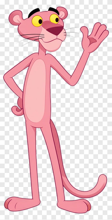 Cartoon Pink Panther Waving PNG