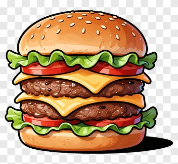 Cartoon Cheeseburger With Lettuce And Tomato PNG