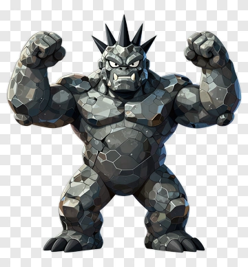 3D Rock Monster Character PNG