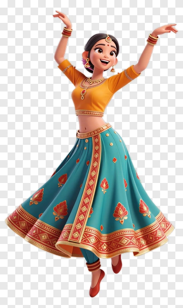 Dancing Woman In Traditional Indian Attire PNG