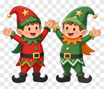Cartoon Elves Smiling And Celebrating PNG