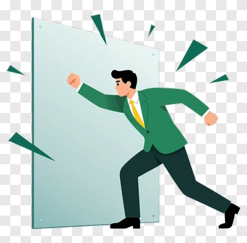 Businessman Breaking Through A Glass Wall PNG