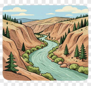 River Flowing Through A Mountain Valley PNG