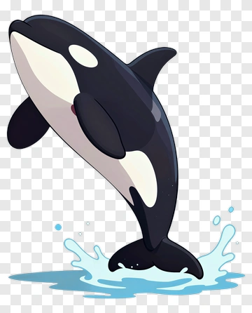 Cartoon Orca Jumping Out Of Water PNG