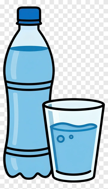 Cartoon Water Bottle And Glass PNG