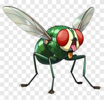 Cartoon Fly With Big Red Eyes PNG
