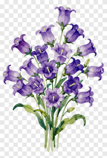Watercolor Purple Flower Bouquet PNG