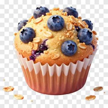 Blueberry Muffin With Oats PNG
