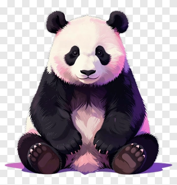 Cartoon Panda Sitting PNG