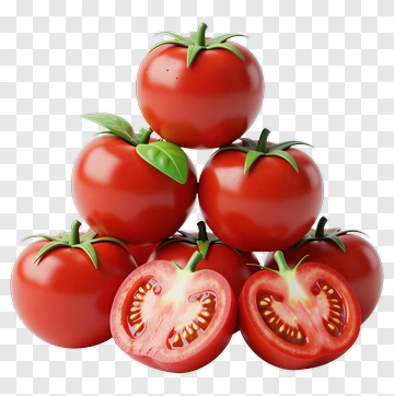 Stack Of Red Tomatoes With A Halved Tomato PNG