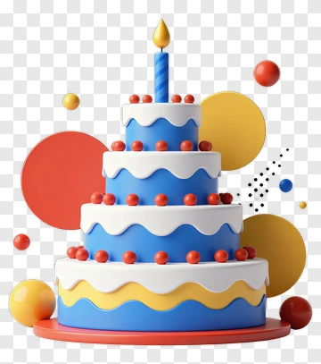 Colorful Birthday Cake With Candles PNG