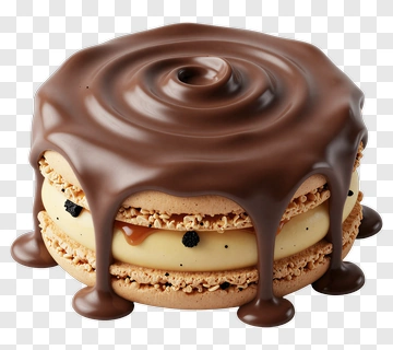 Chocolate Dripping Macaron Dessert PNG